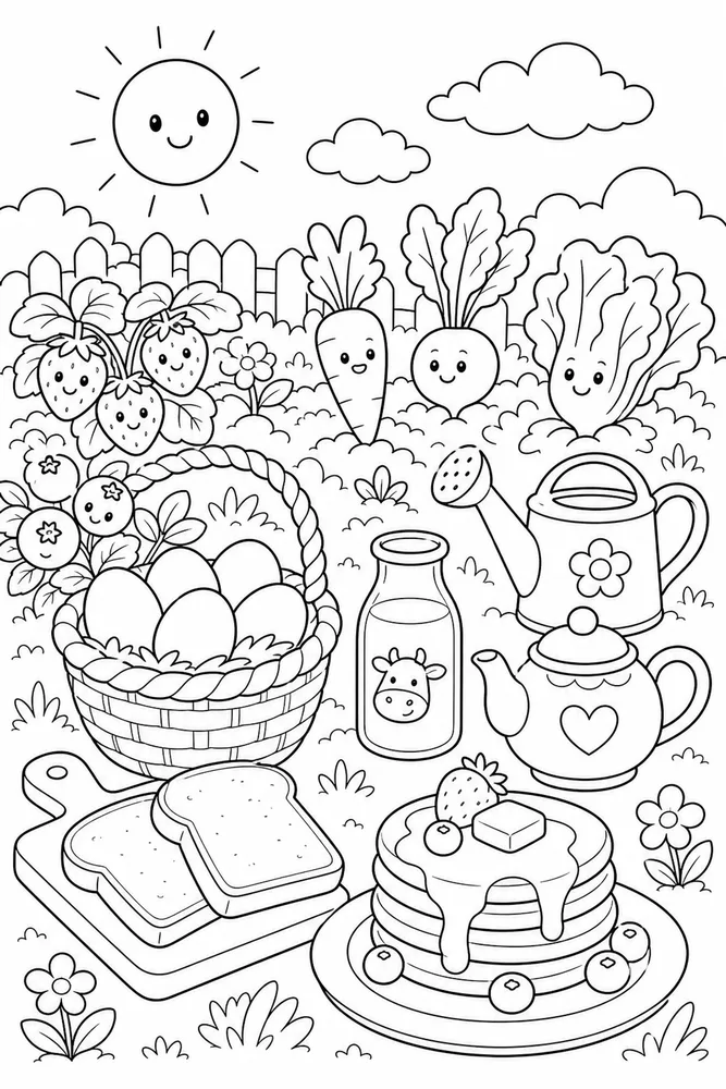 Breakfast Food Breakfast Food Garden Harvest coloring page