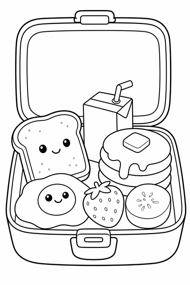 Breakfast Food Breakfast Food Lunch Box coloring page
