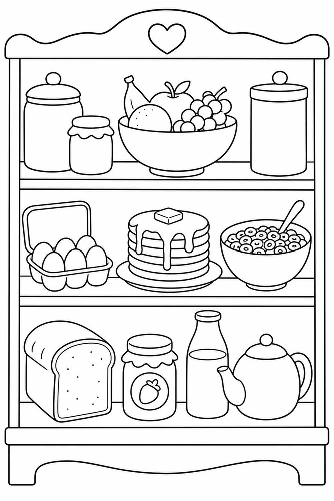 Breakfast Food Breakfast Food Pantry Shelf coloring page