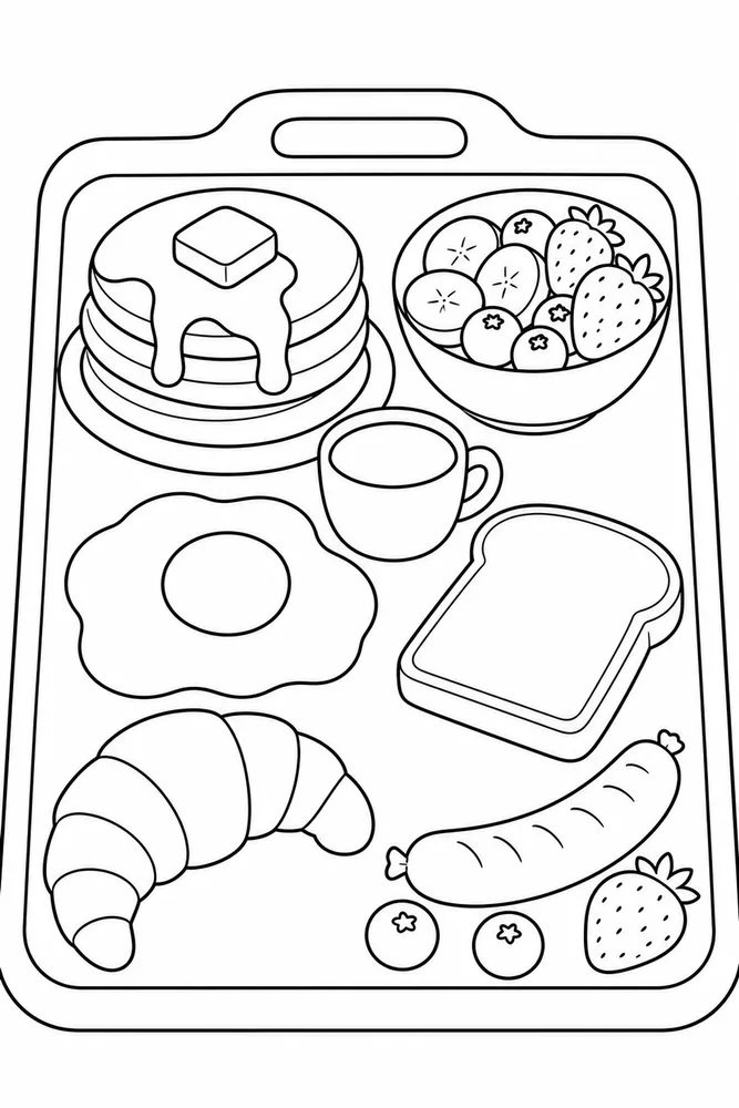 Breakfast Food Breakfast Food Recipe Tray coloring page