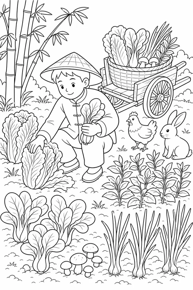 Chinese Food Chinese Food Garden Harvest coloring page