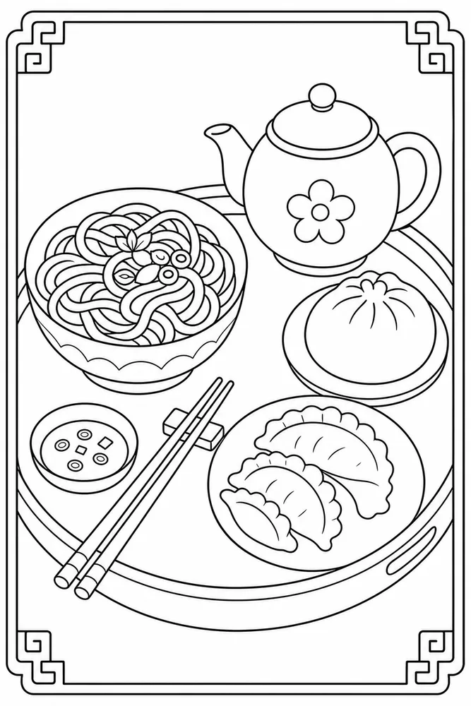 Chinese Food Chinese Food Recipe Tray coloring page
