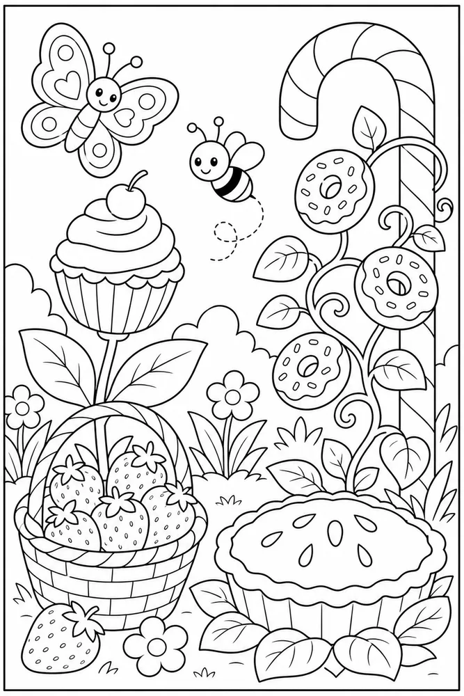 Dessert Food Dessert Garden Harvest coloring page