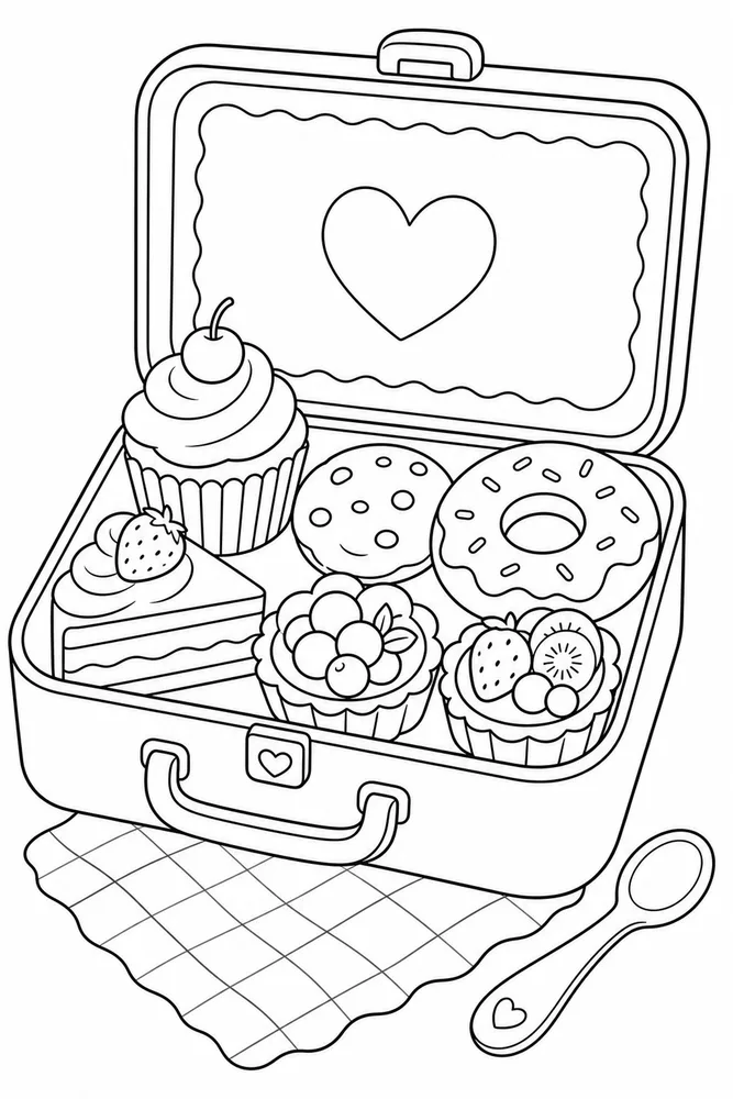 Dessert Food Dessert Lunch Box coloring page