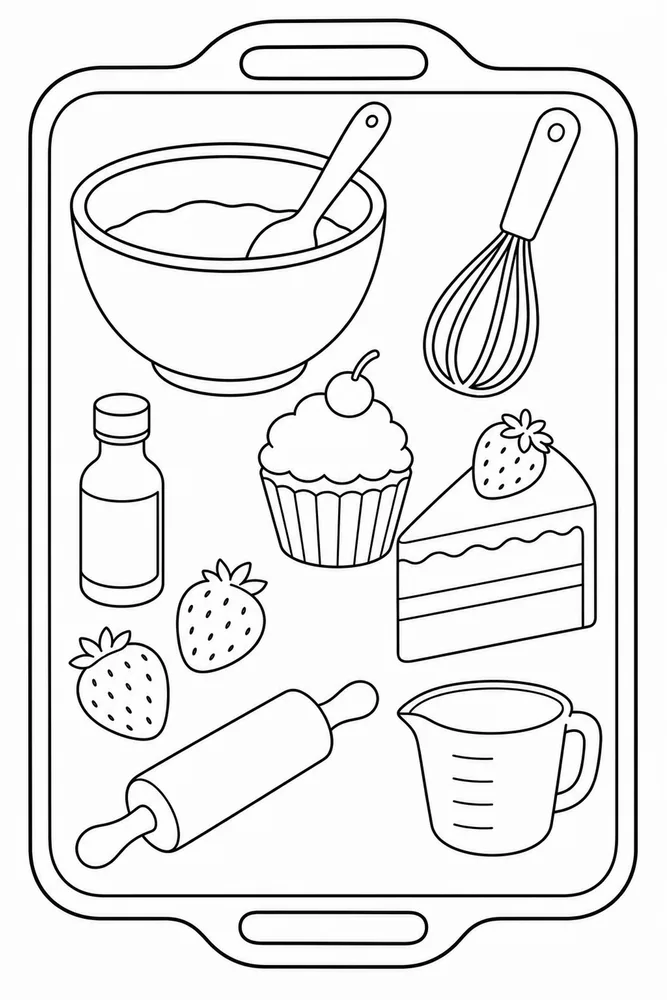Dessert Food Dessert Recipe Tray coloring page