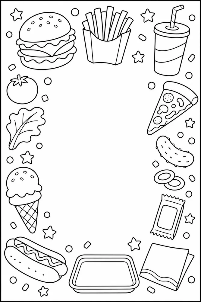 Fast Food Fast Food Decorative Border coloring page