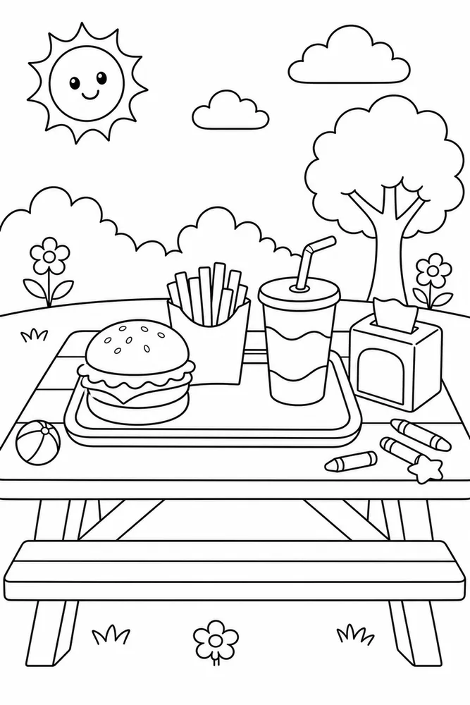 Fast Food Fast Food Picnic Table coloring page