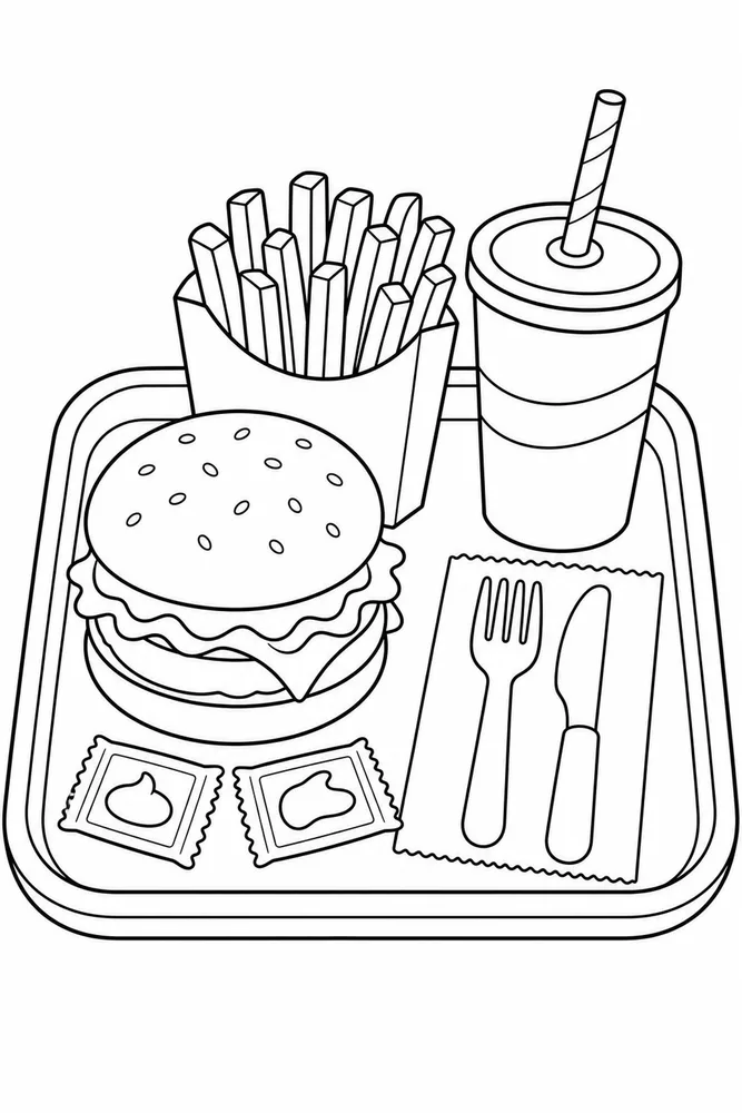 Fast Food Fast Food Recipe Tray coloring page
