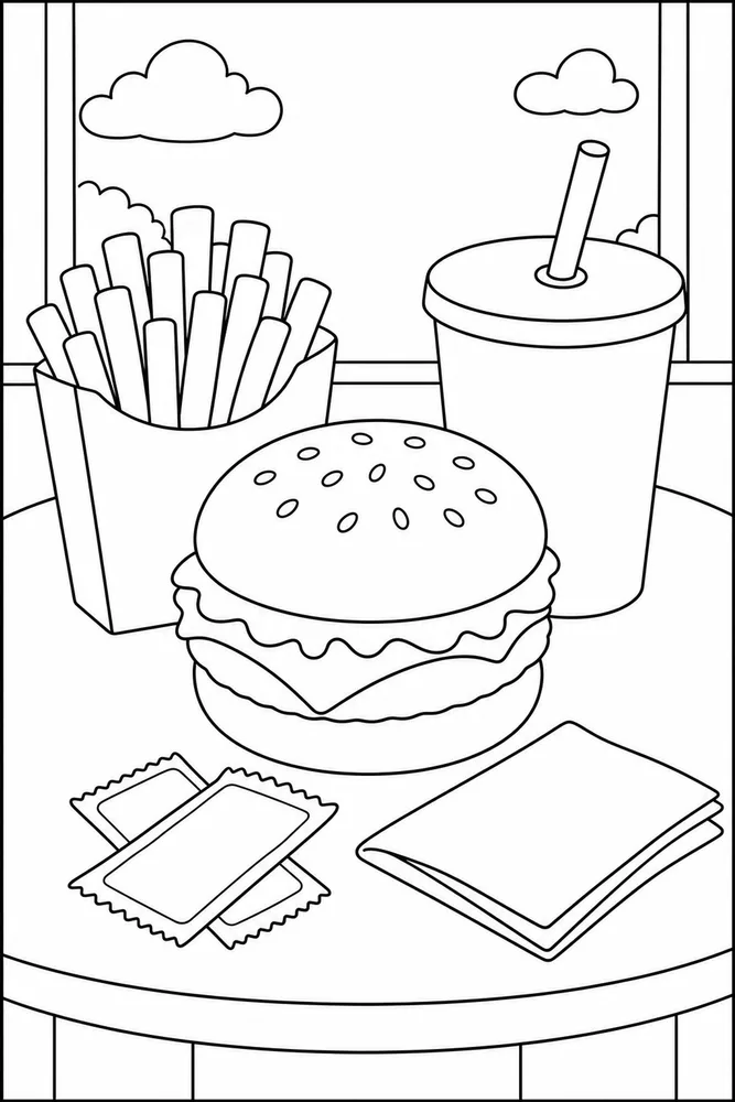 Fast Food Fast Food Simple Ingredient Set coloring page