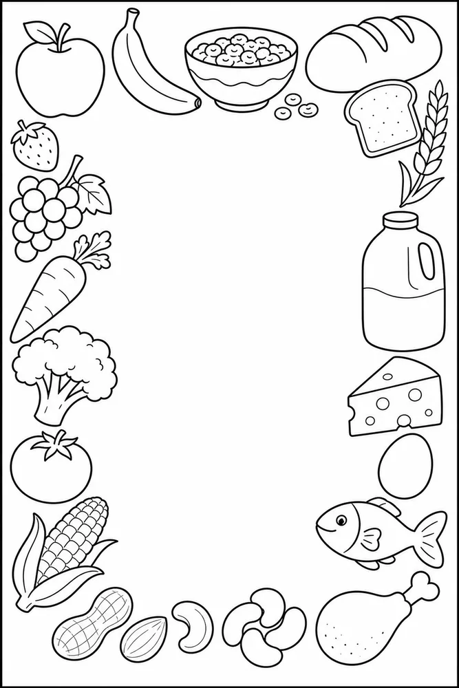 Food Groups Food Groups Decorative Border coloring page