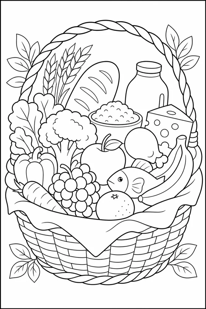 Food Groups Food Groups Market Basket coloring page