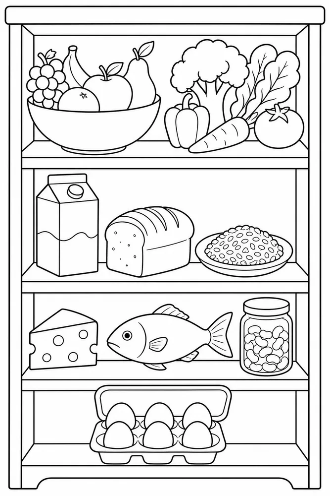 Food Groups Food Groups Pantry Shelf coloring page