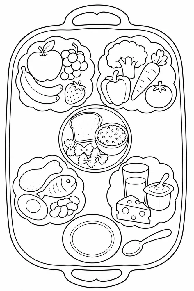 Food Groups Food Groups Recipe Tray coloring page