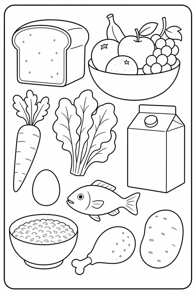 Food Groups Food Groups Simple Ingredient Set coloring page
