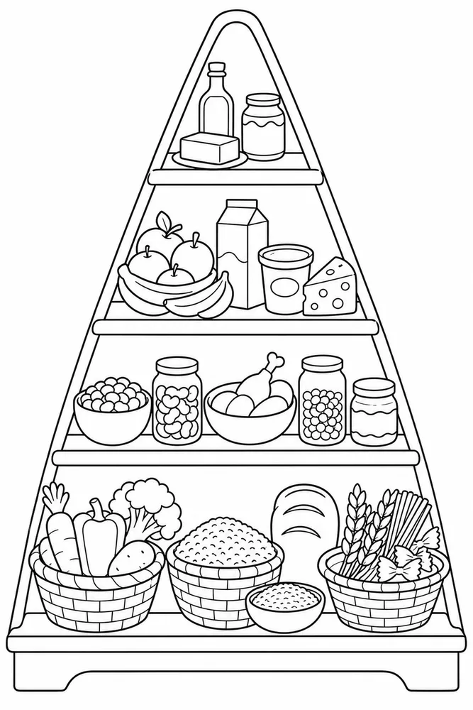 Food Pyramid Food Pyramid Pantry Shelf coloring page