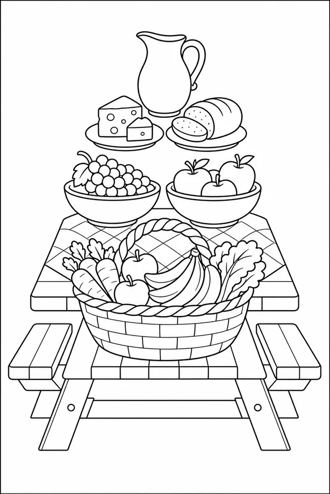 Food Pyramid Food Pyramid Picnic Table coloring page
