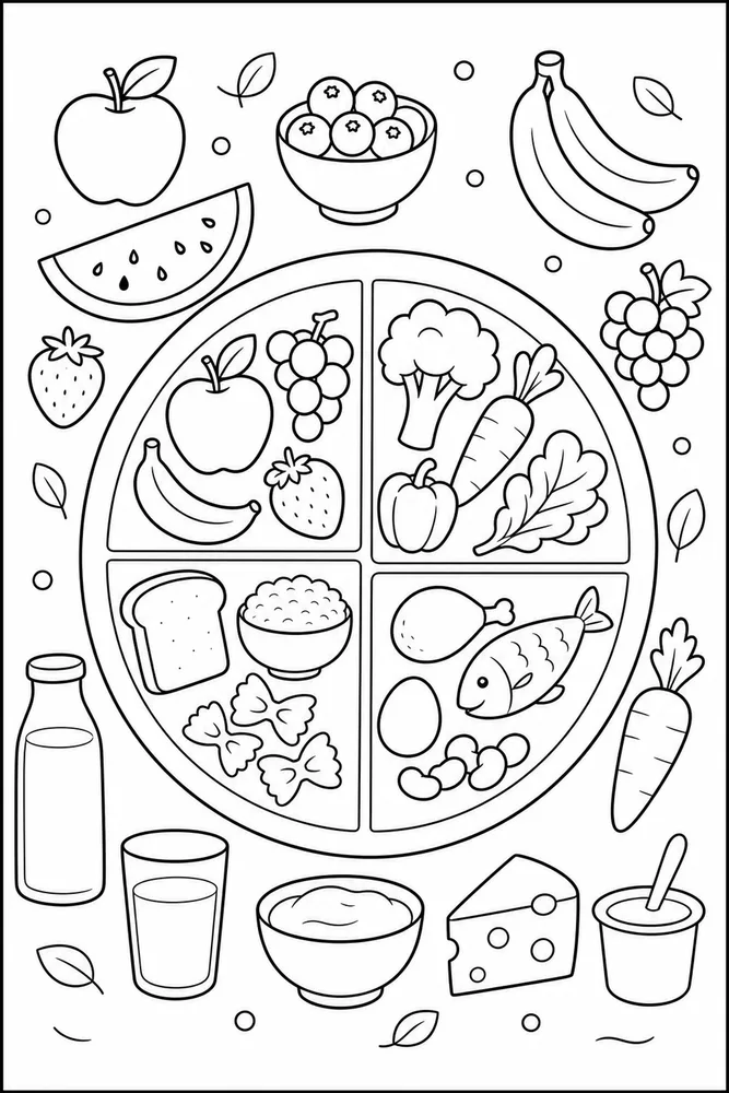 Food Pyramid Food Pyramid Plate Arrangement coloring page