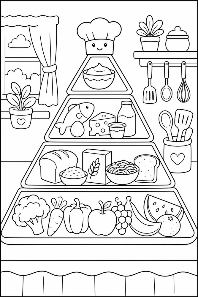 Food Pyramid Food Pyramid Recipe Tray coloring page