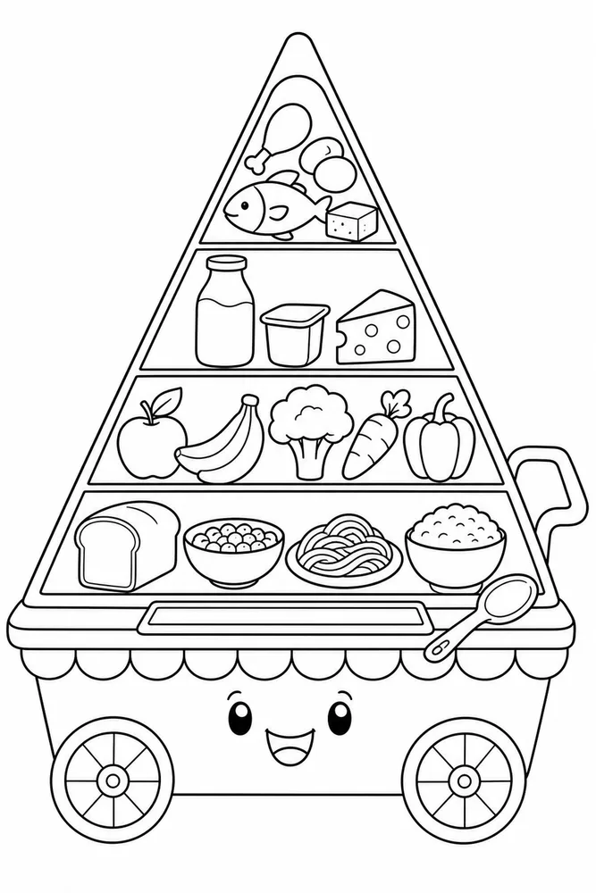 Food Pyramid Food Pyramid Serving Cart coloring page
