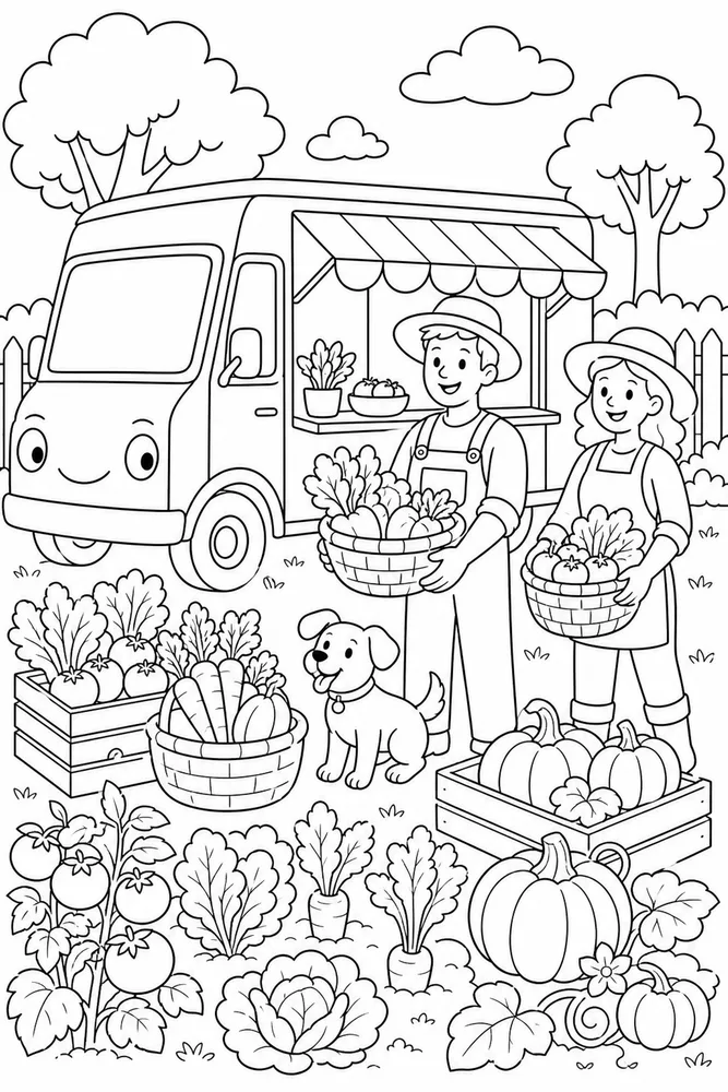 Food Truck Food Truck Garden Harvest coloring page
