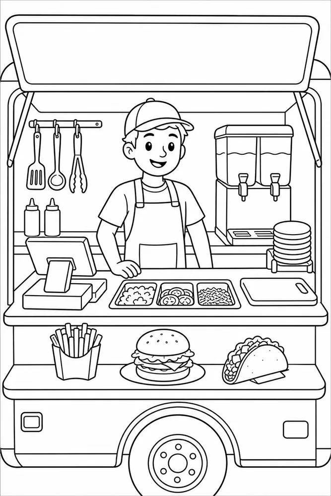 Food Truck Food Truck Kitchen Counter coloring page