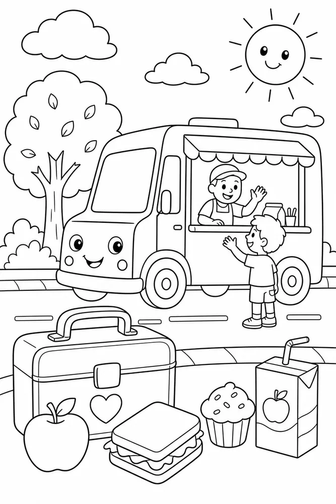 Food Truck Food Truck Lunch Box coloring page