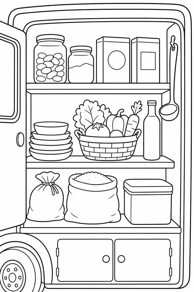 Food Truck Food Truck Pantry Shelf coloring page