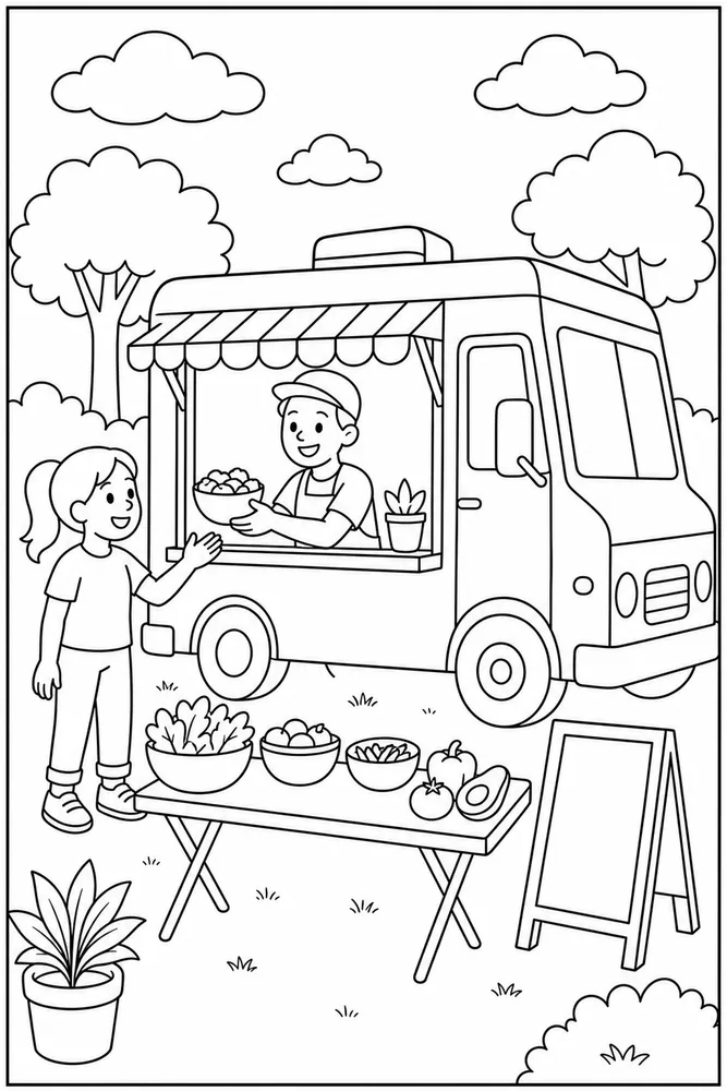 Food Truck Food Truck Simple Ingredient Set coloring page