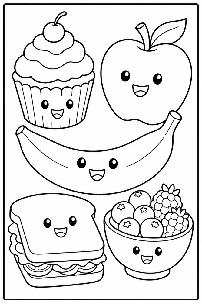 Food With Faces Food With Faces Cute Face Version coloring page