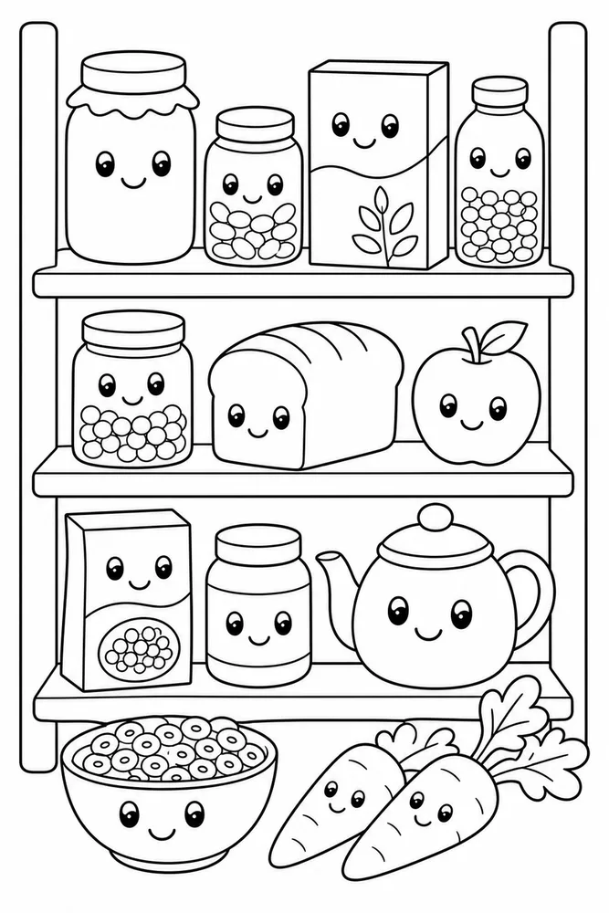 Food With Faces Food With Faces Pantry Shelf coloring page