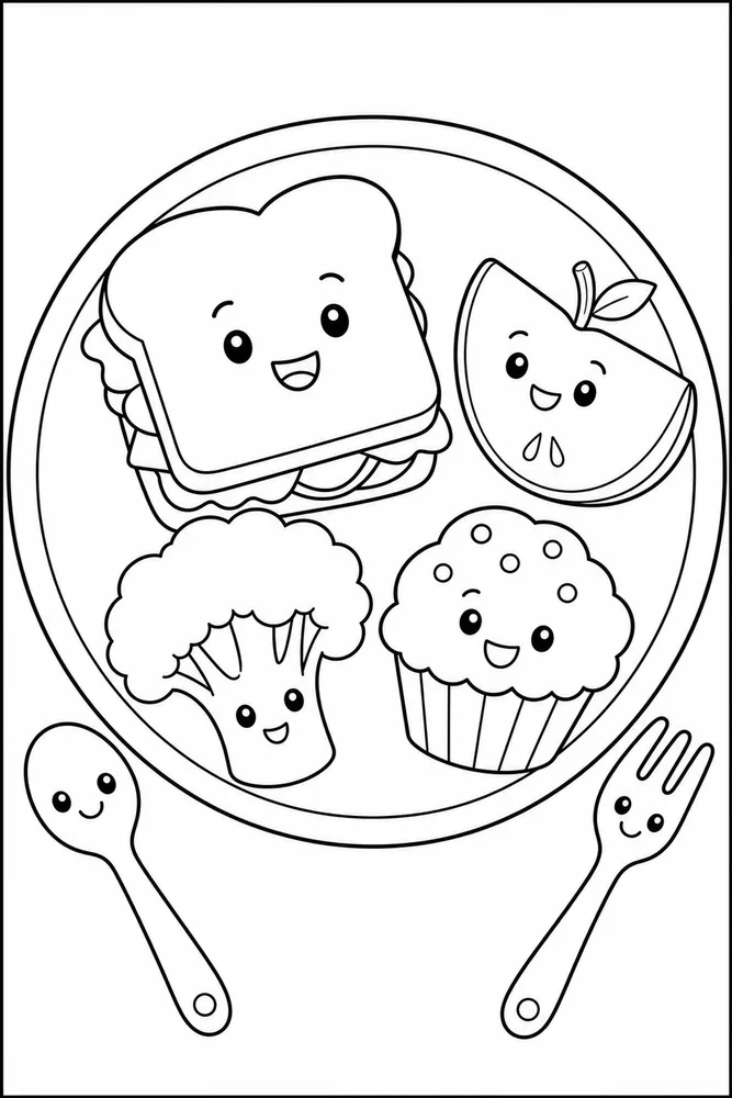 Food With Faces Food With Faces Plate Arrangement coloring page