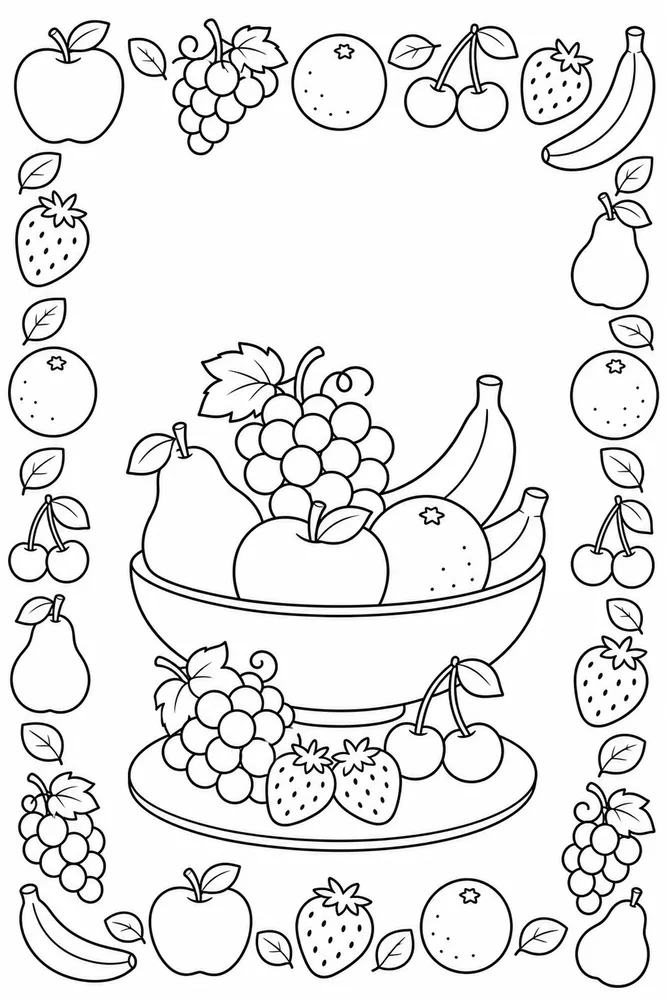 Fruit Food Fruit Food Decorative Border coloring page