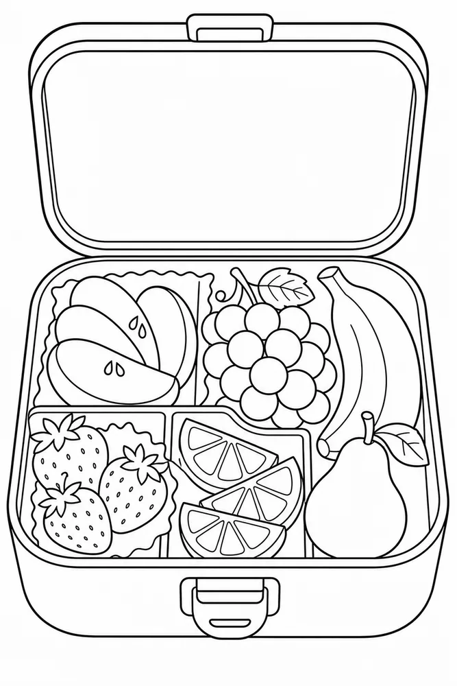 Fruit Food Fruit Food Lunch Box coloring page