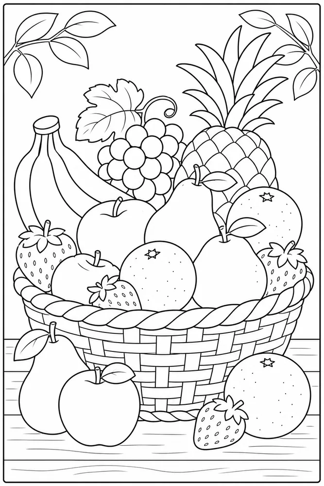 Fruit Food Fruit Food Market Basket coloring page