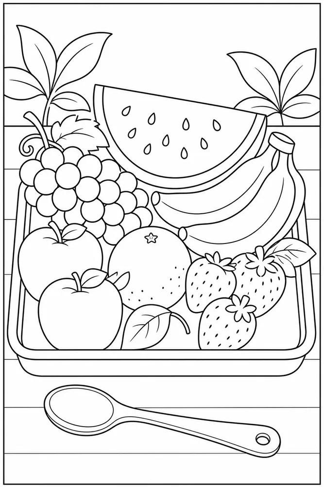 Fruit Food Fruit Food Recipe Tray coloring page