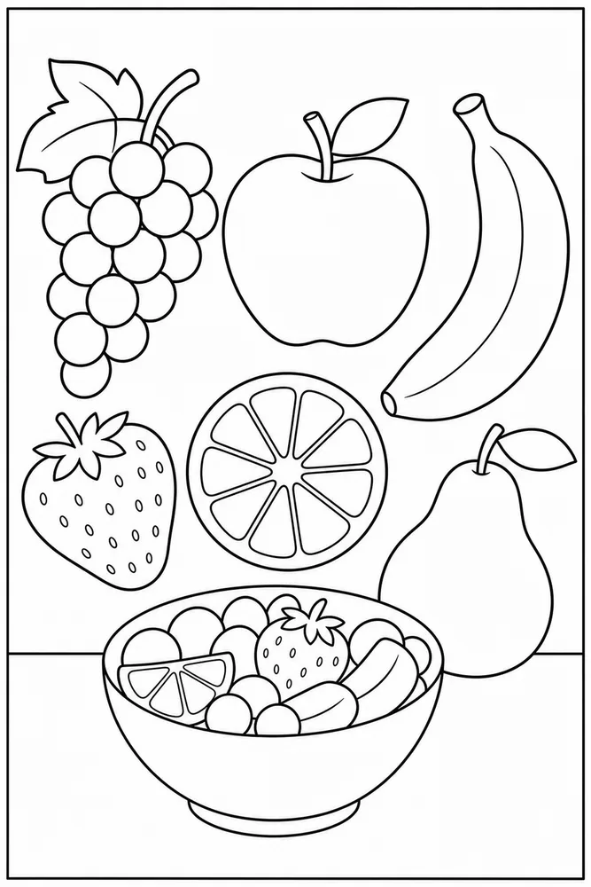 Fruit Food Fruit Food Simple Ingredient Set coloring page