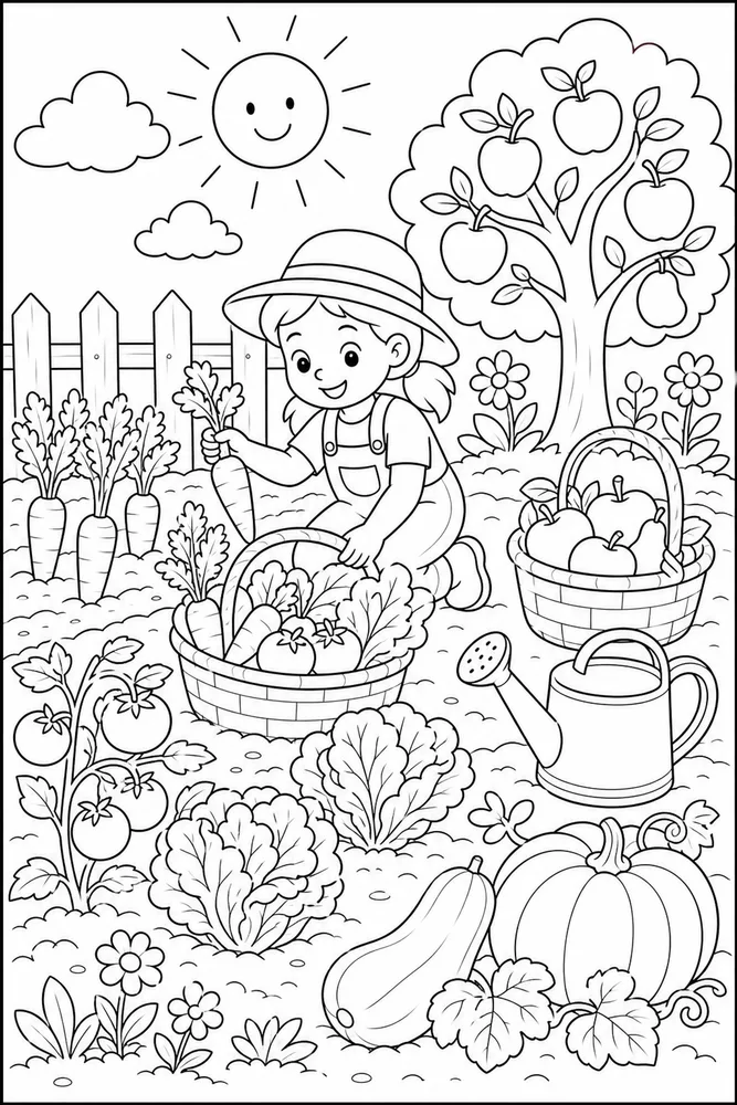 Healthy Food Healthy Food Garden Harvest coloring page