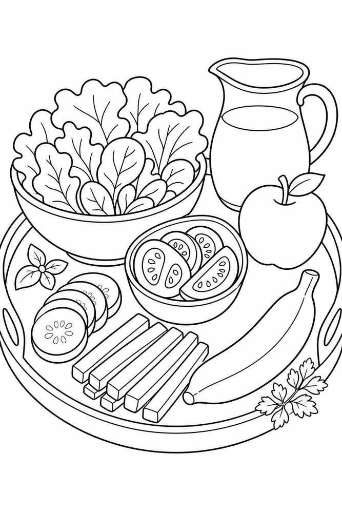 Healthy Food Healthy Food Recipe Tray coloring page