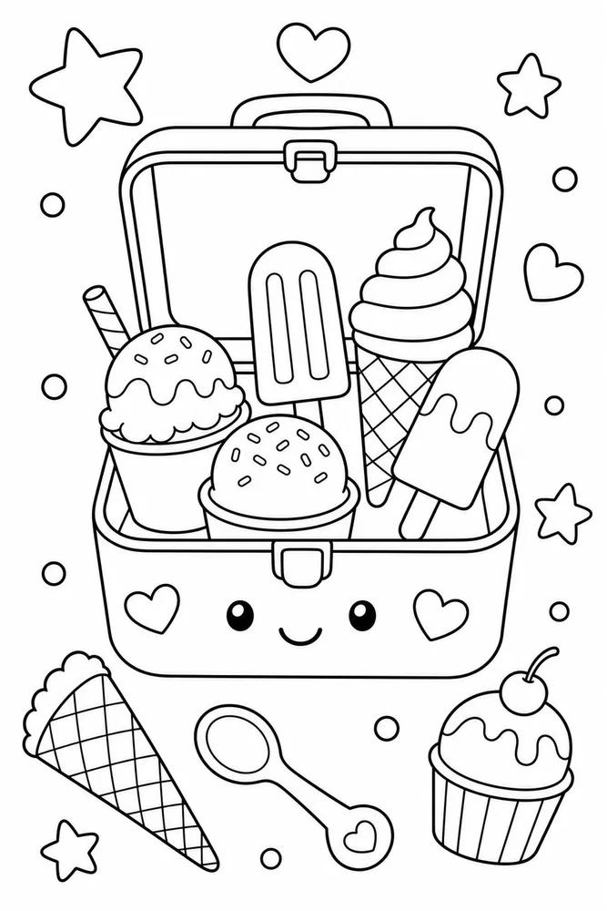 Ice Cream Food Ice Cream Lunch Box coloring page