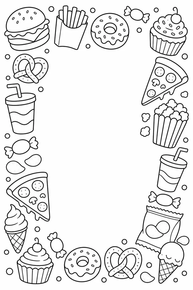 Junk Food Junk Food Decorative Border coloring page