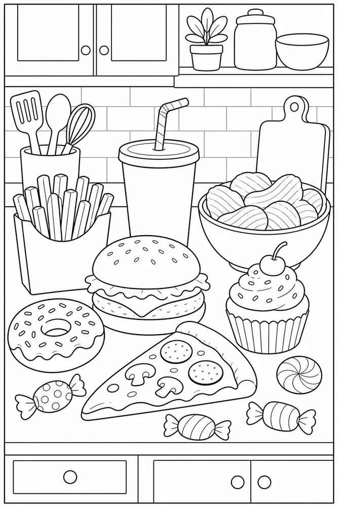 Junk Food Junk Food Kitchen Counter coloring page