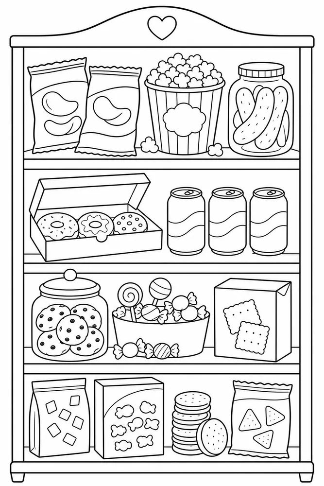 Junk Food Junk Food Pantry Shelf coloring page