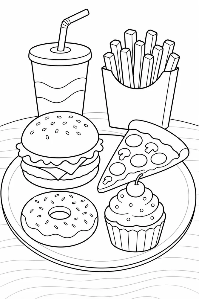 Junk Food Junk Food Plate Arrangement coloring page