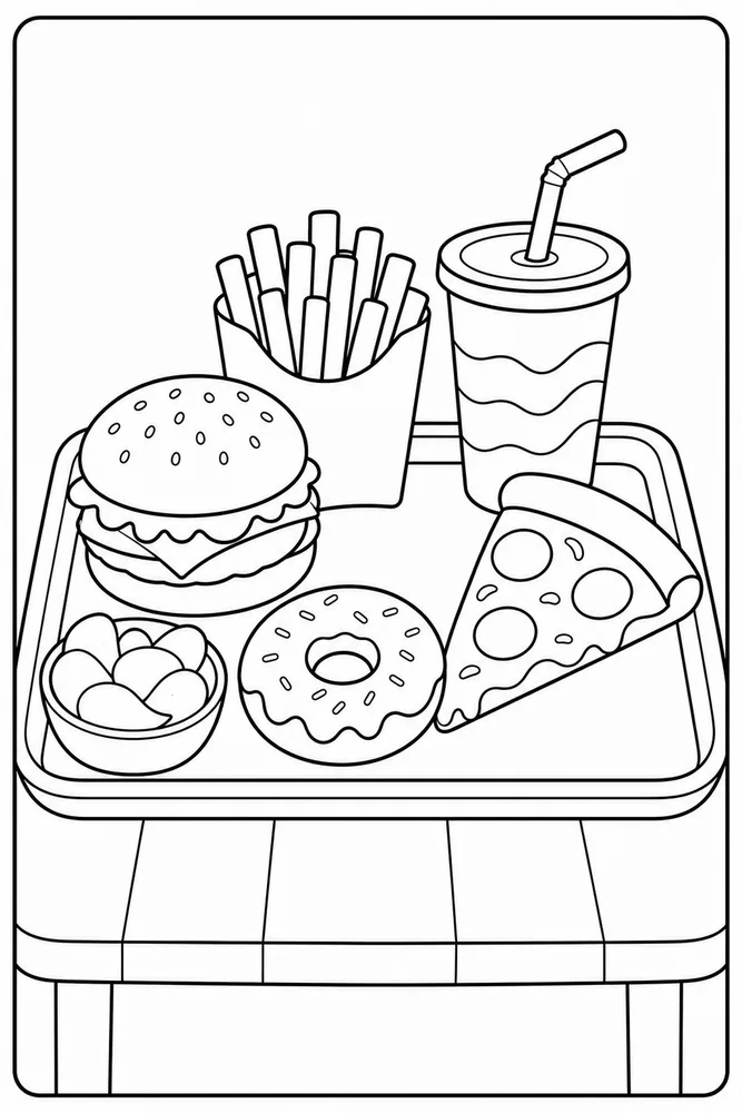Junk Food Junk Food Recipe Tray coloring page