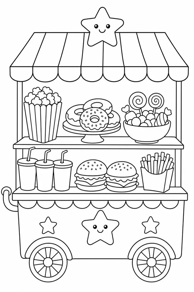 Junk Food Junk Food Serving Cart coloring page