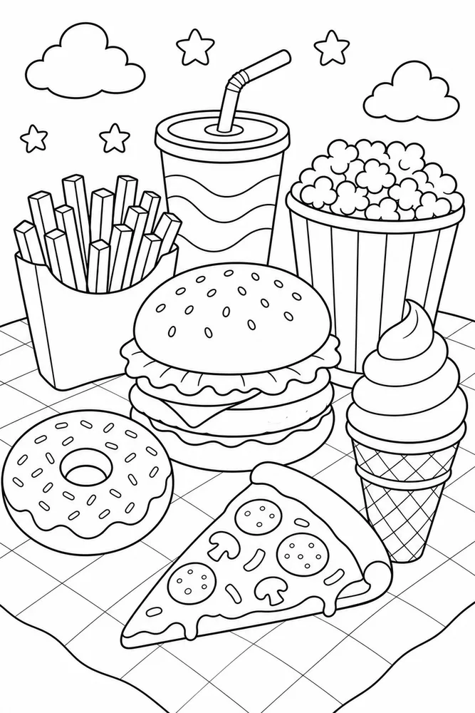Junk Food Junk Food Simple Ingredient Set coloring page