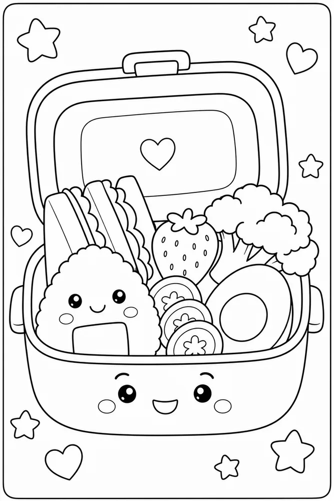 Kawaii Food Kawaii Food Lunch Box coloring page