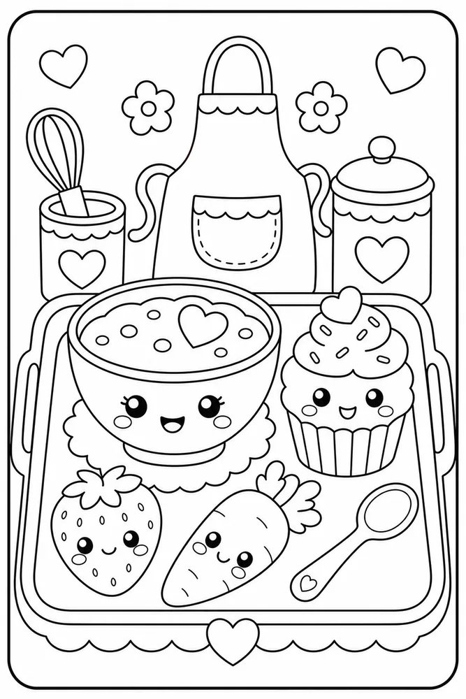 Kawaii Food Kawaii Food Recipe Tray coloring page