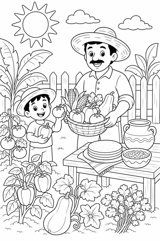 Mexican Food Mexican Food Garden Harvest coloring page