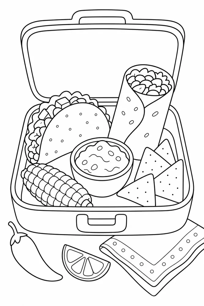 Mexican Food Mexican Food Lunch Box coloring page